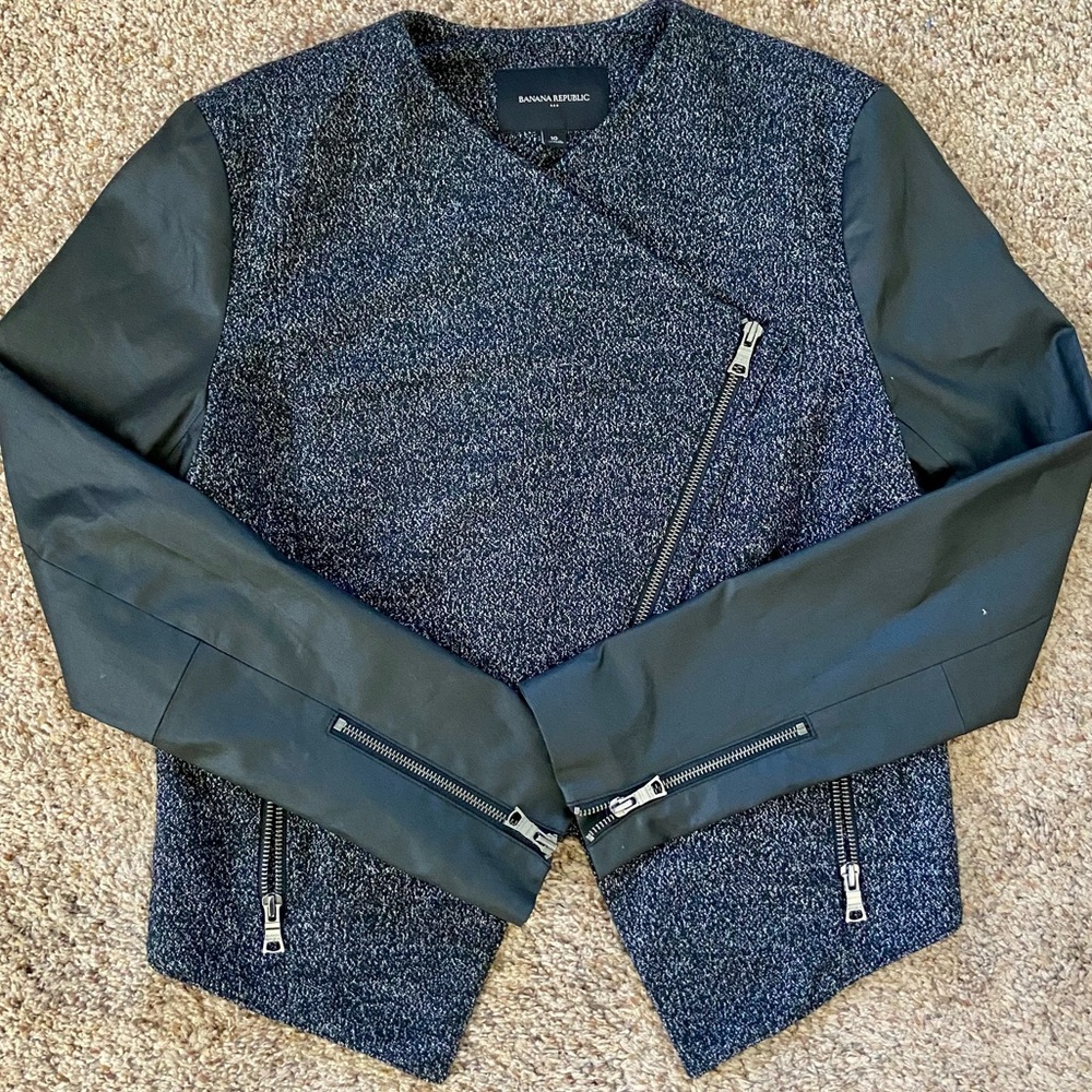Banana Republic Tweed and Faux Leather Jacket